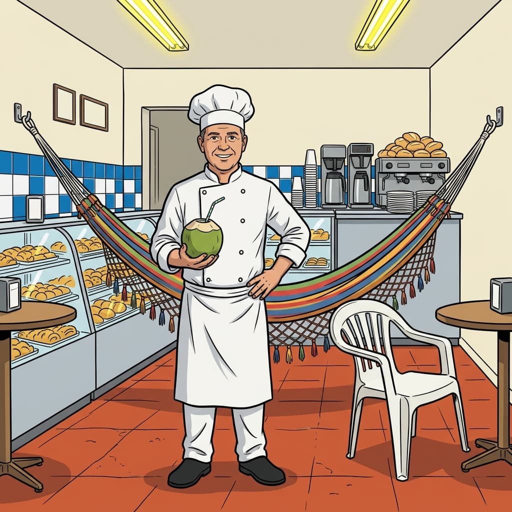 A chef turns a São Paulo restaurant into a living room with a hammock.