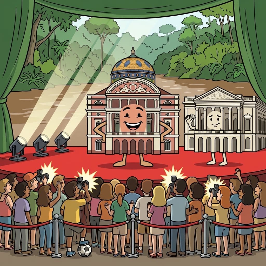 Two Amazonian theaters pose like celebrities on a red carpet.